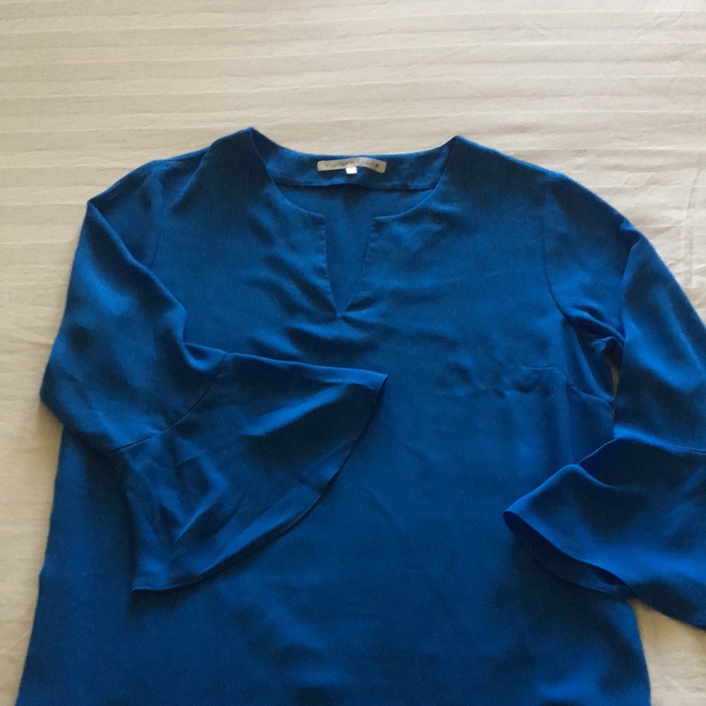 Blue bell sleeve blouse